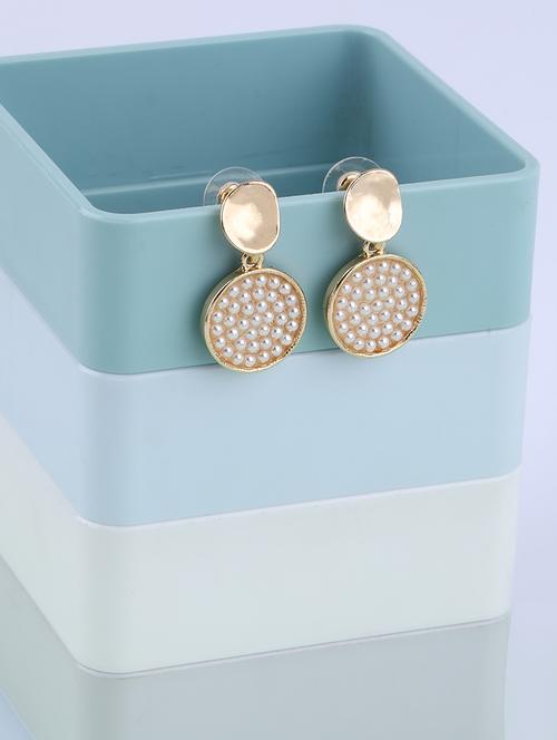 gold metal drop earrings - 17563845 - Standard Image - 0