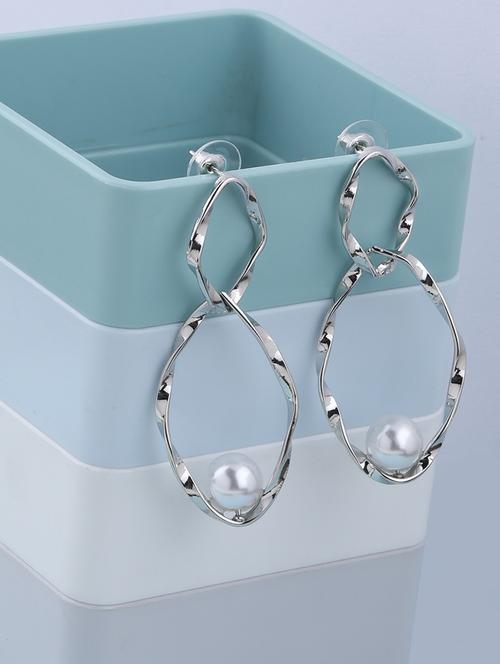 silver metal drop earring - 17563852 -  Standard Image - 0