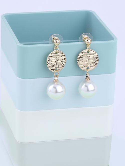 gold metal drop earring - 17563857 - Standard Image - 0