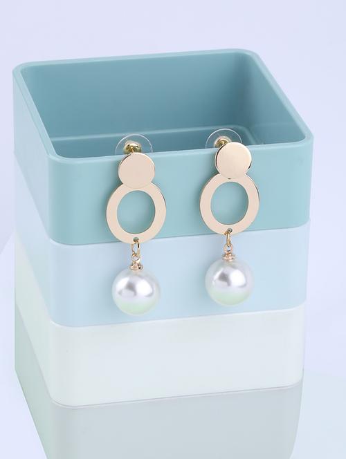 gold metal drop earring - 17563860 -  Standard Image - 0
