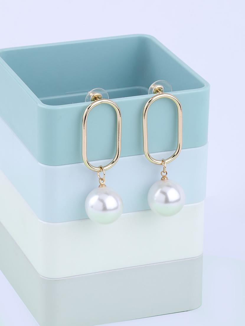 gold metal drop earring - 17563861 -  Zoom Image - 0