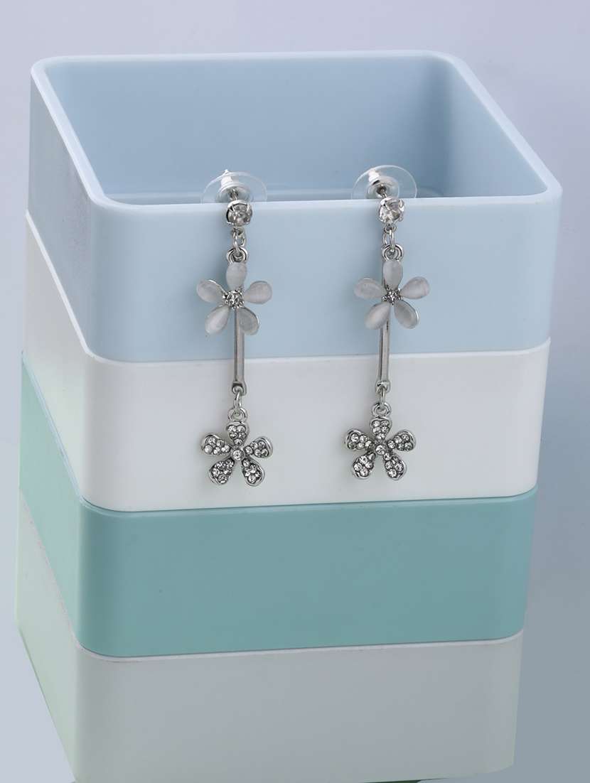 silver metal drop earring