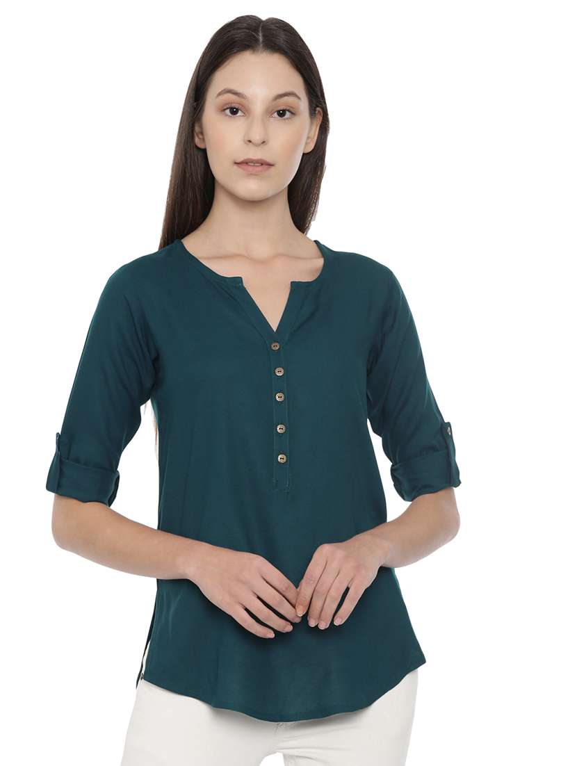 women's a line notch neck top