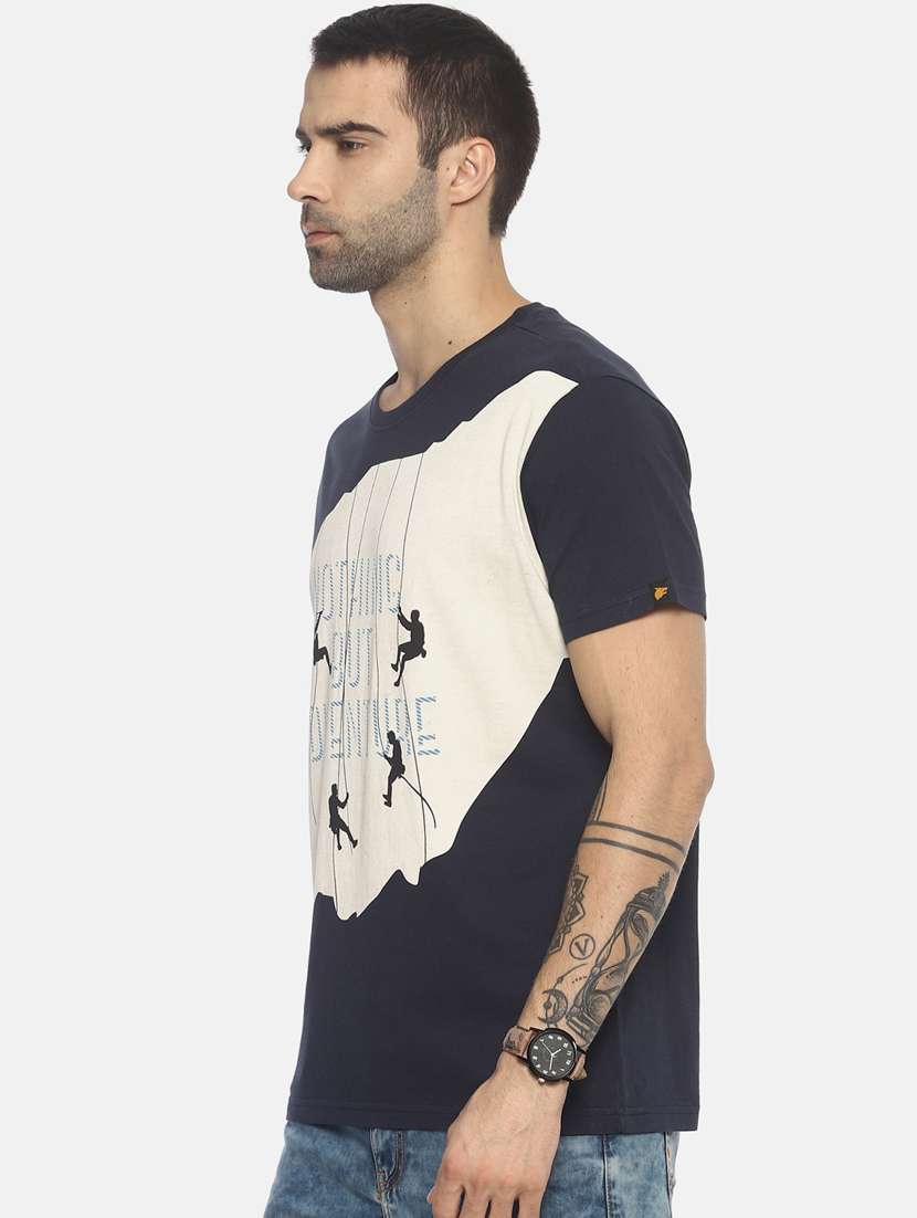 navy blue printed t-shirt - 17564156 -  Standard Image - 1