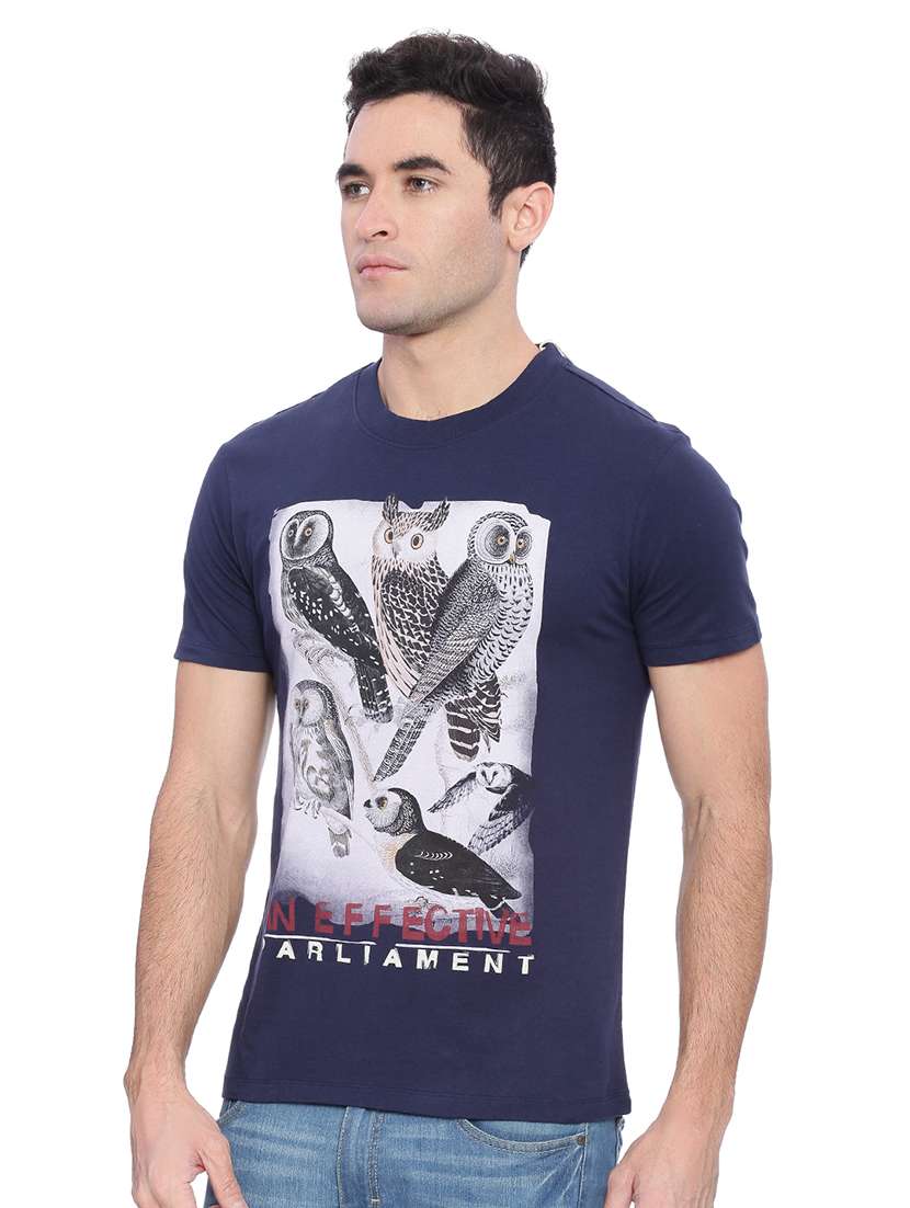 navy blue printed t-shirt - 17564159 -  Standard Image - 1