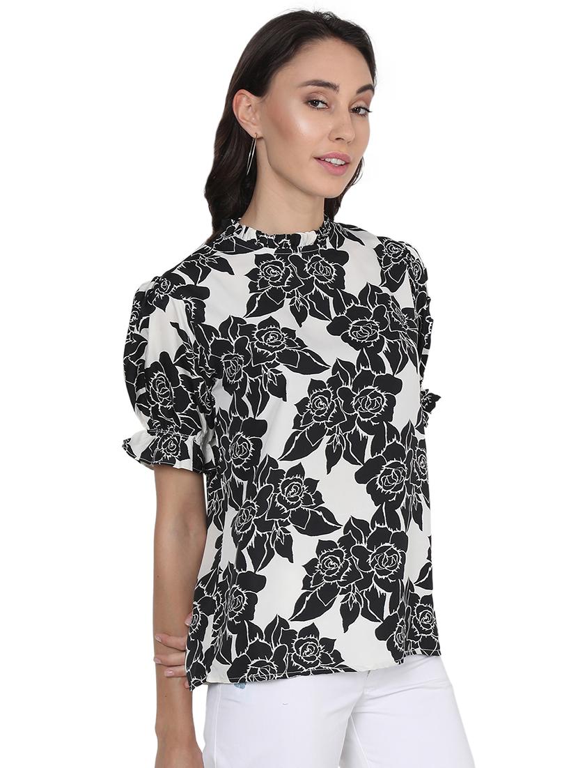 crew neck floral top  - 17564803 -  Standard Image - 1