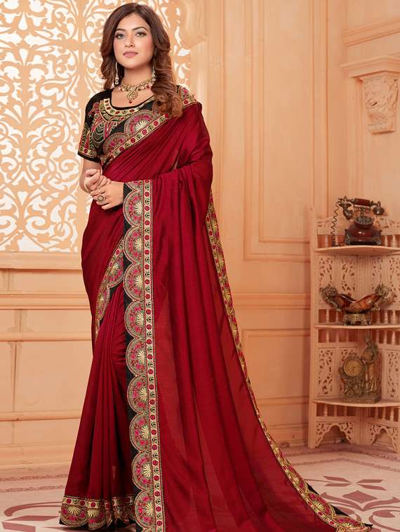 zari embroidered saree with blouse