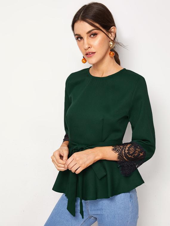 lace detail peplum top - 17565392 - Standard Image - 1