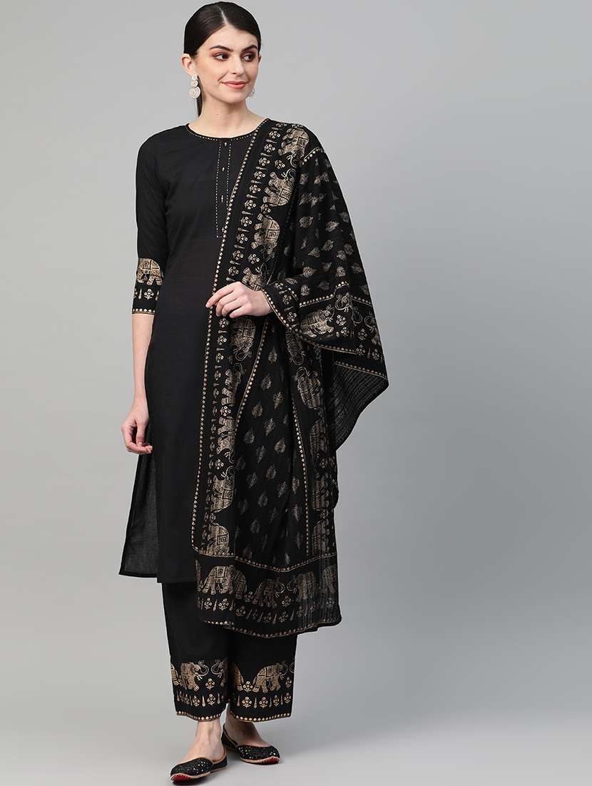 gold print kurta palazzo set