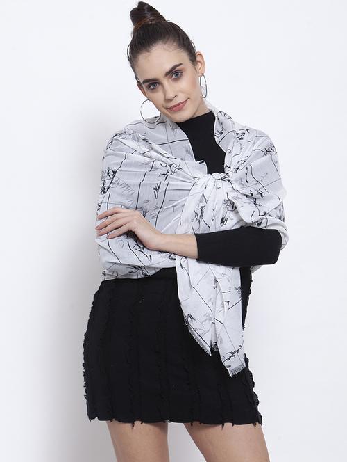 white cotton stole - 17566103 - Standard Image - 0