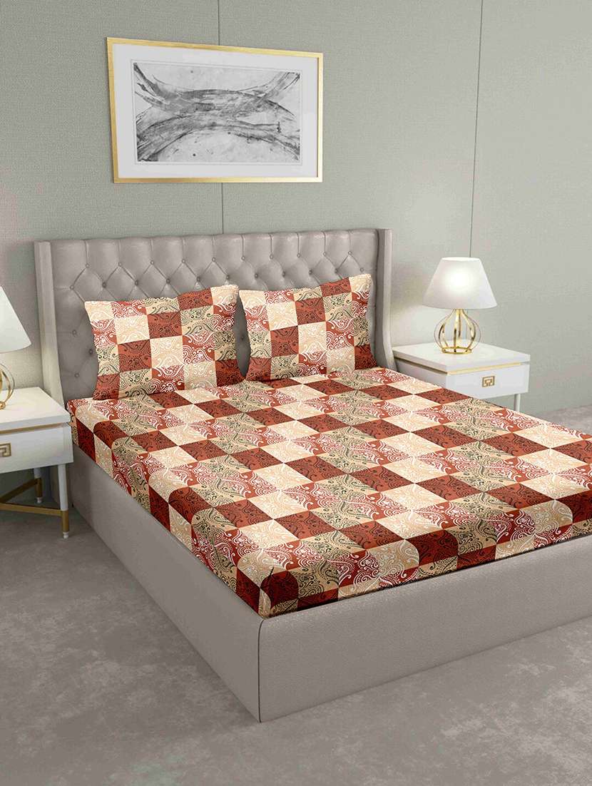 blueberry double bedsheet set super king size 180 tc cotton brown colour