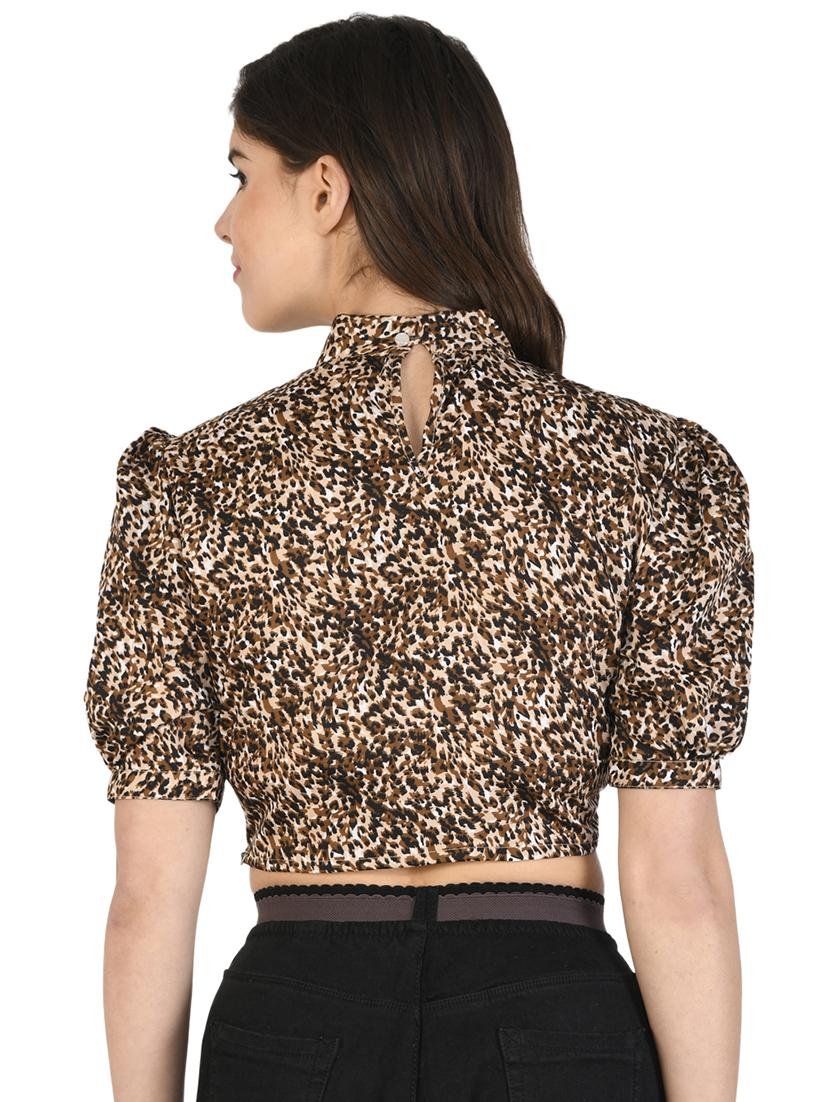 mock neck animal print top  - 17566568 -  Standard Image - 1