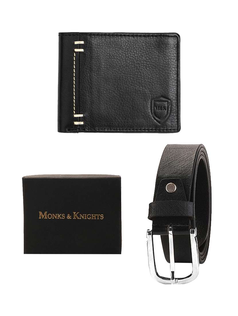 black genuine leather gift combo