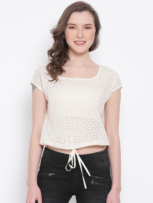 women's crop square neck top - 17567050 - Standard Image - 0
