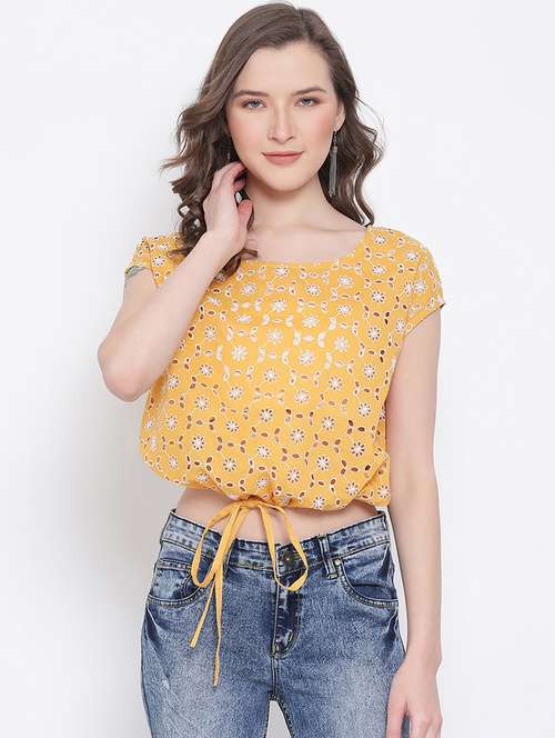 women's crop round neck top - 17567051 - Standard Image - 0