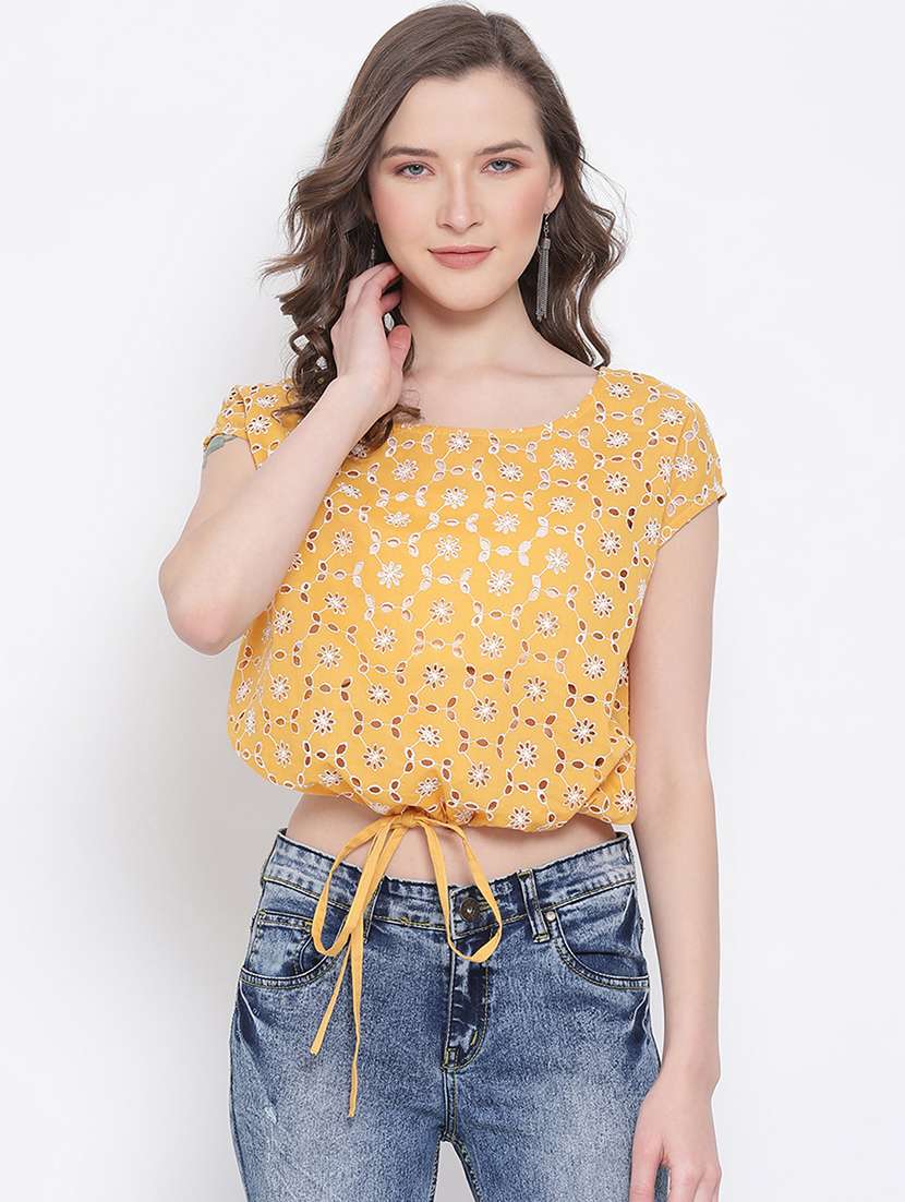 women's crop round neck top - 17567051 - Zoom Image - 0