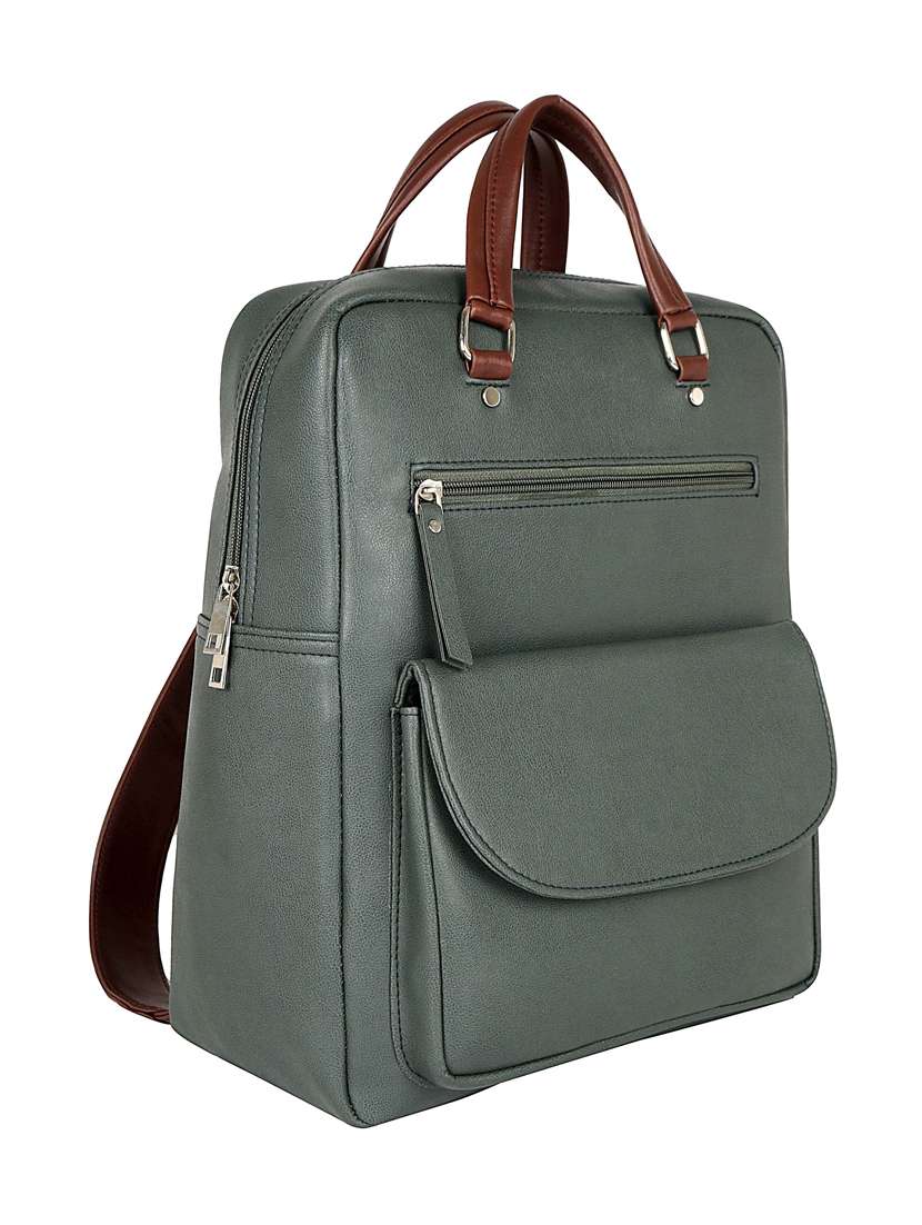Green Leatherette (pu) Regular Backpack - 17567244 -  Standard Image - 4