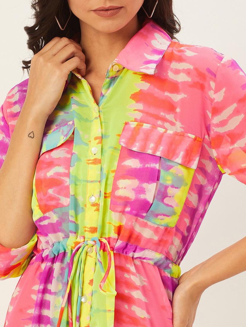 women's fit & flare tie & dye dress - 17568650 - Standard Image - 4