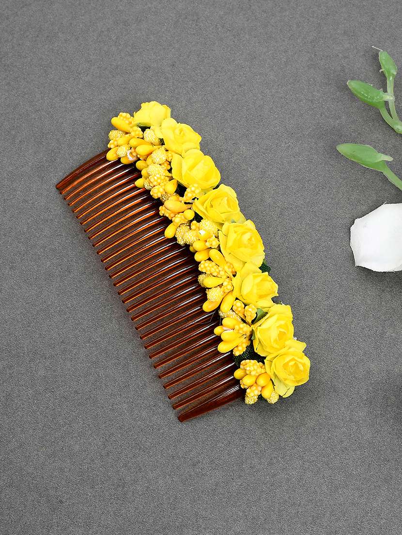 women yellow floral handcrafed hair accessory