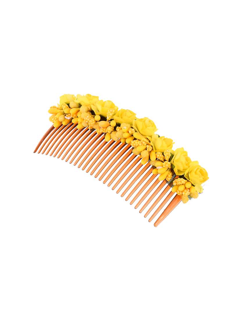 Women Yellow Floral Handcrafed Hair Accessory - 17569542 -  Standard Image - 1