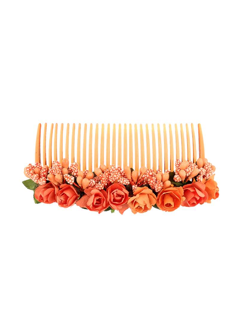 women orange floral handcrafed hair accessory - 17569545 -  Standard Image - 1