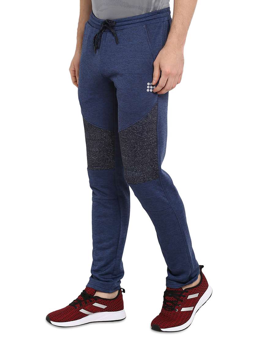 blue color block full length track pant - 17570394 -  Standard Image - 1