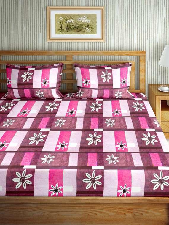mysterious double bedsheet set king size 180 tc cotton pink colour - 17570743 -  Standard Image - 1