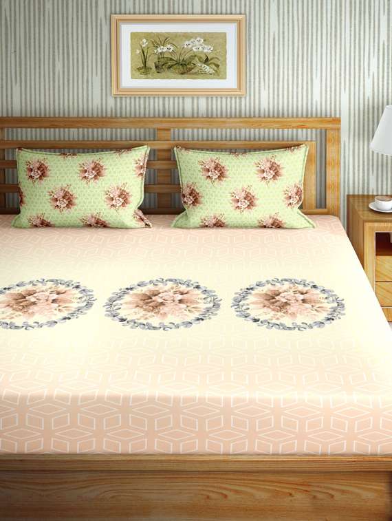 the oscar collection double bedsheet set super king size 180 tc cotton brown colour - 17570758 -  Standard Image - 1