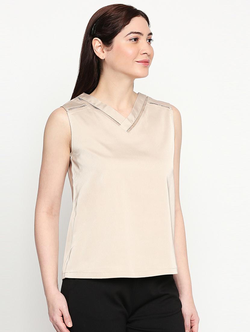 overlap neck solid top - 17570770 - Standard Image - 1