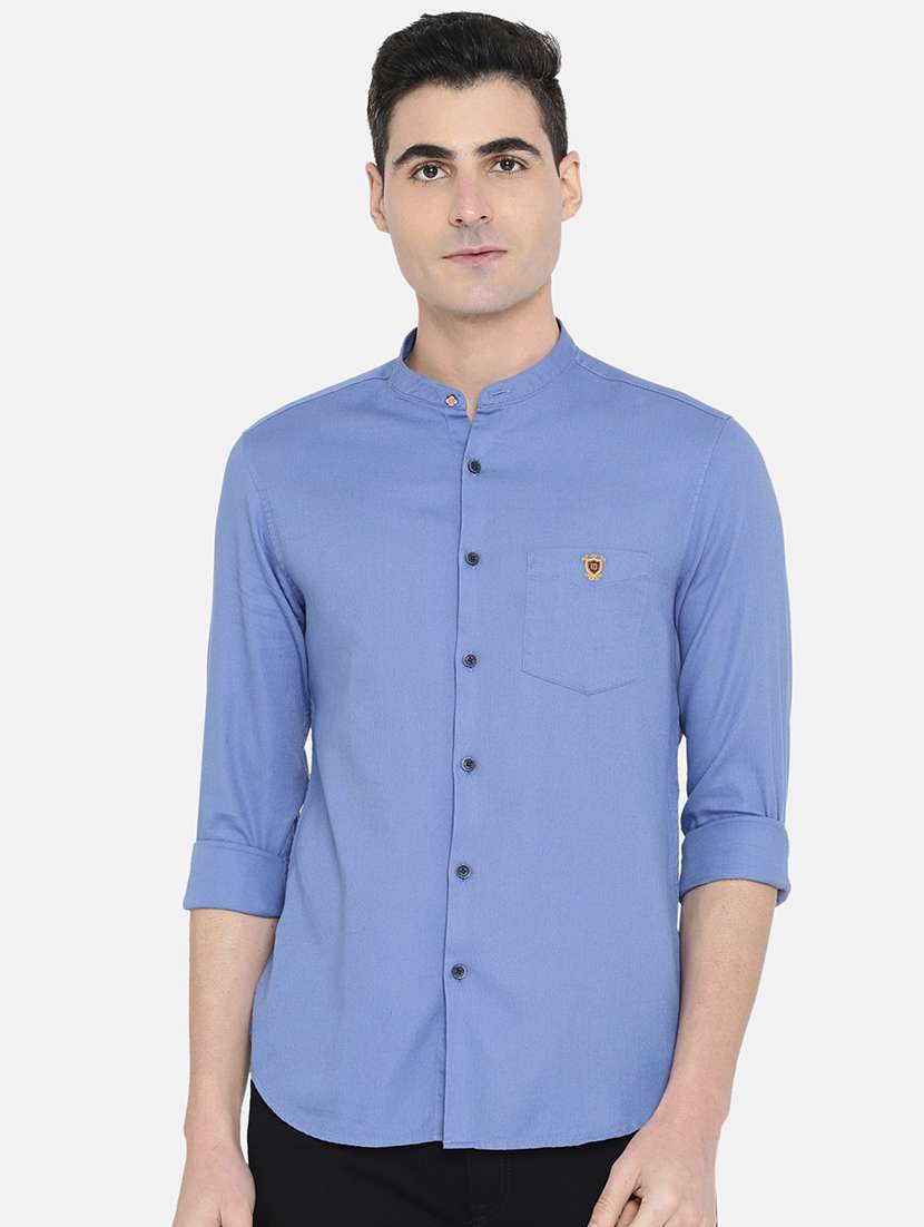 blue solid casual shirt