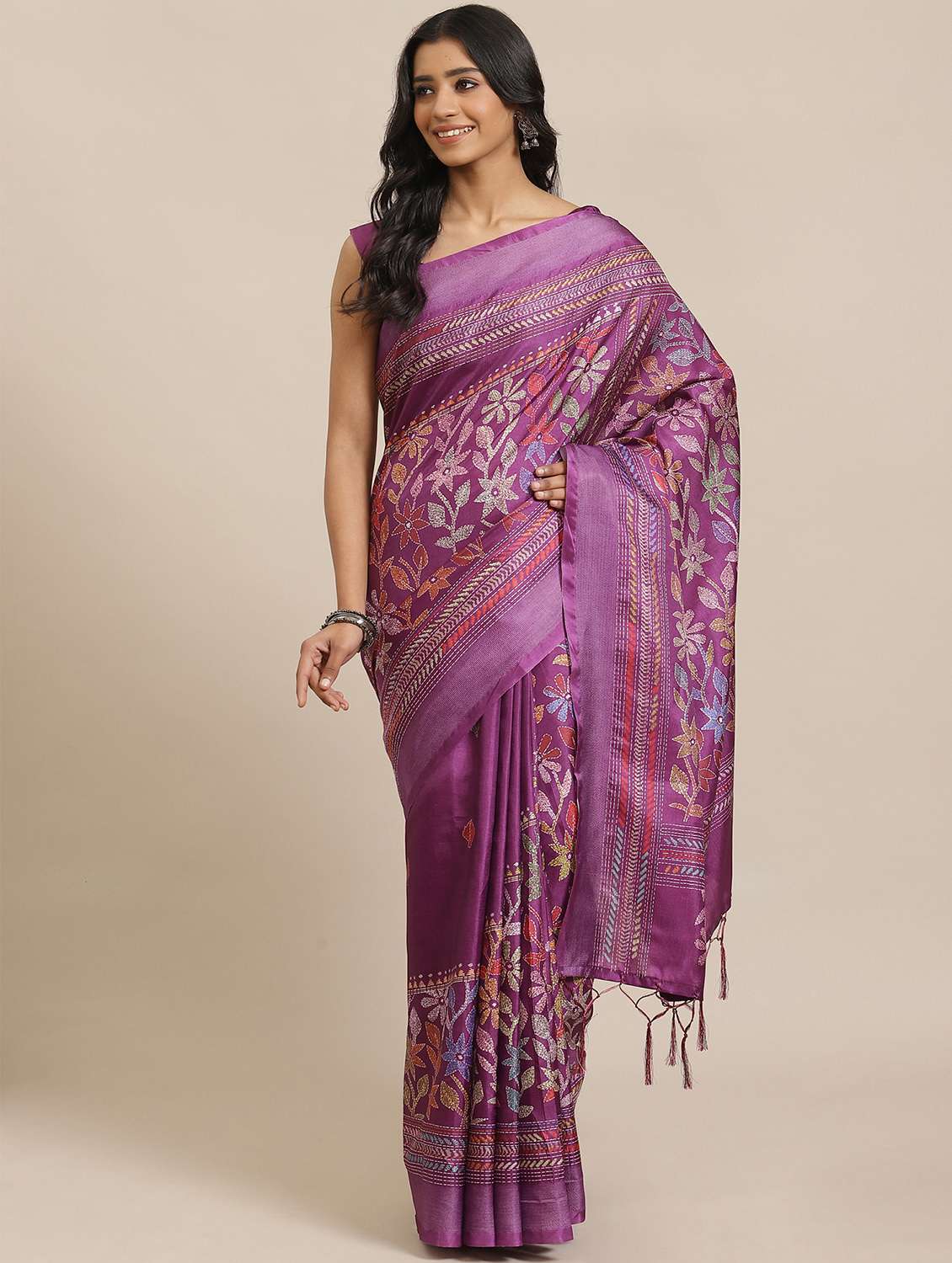 floral printed saree with blouse