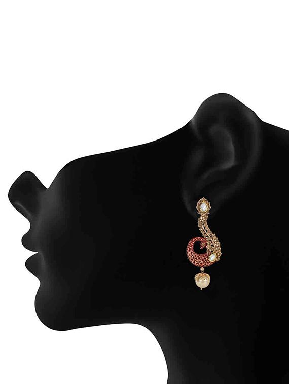 red metal drop earring - 17573607 - Standard Image - 1