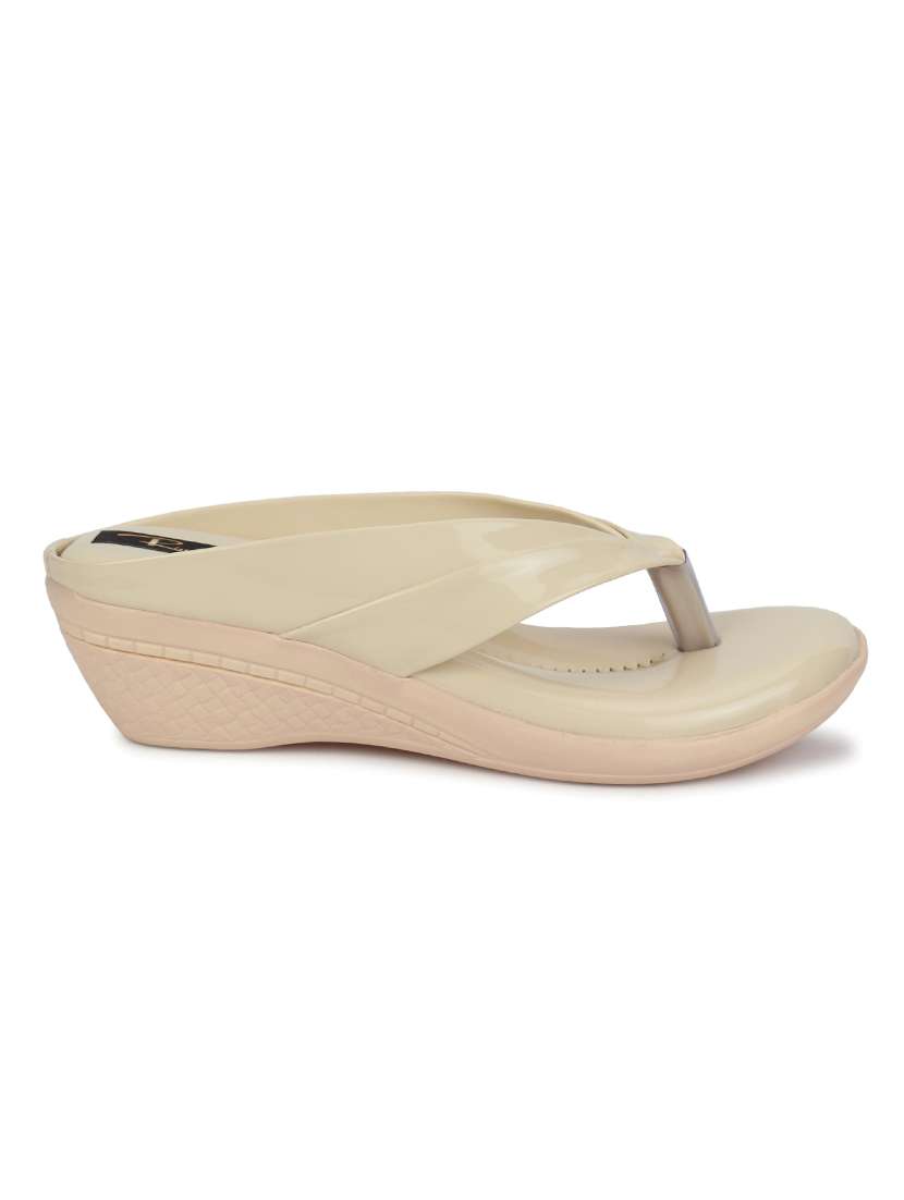 nude synthetic slip on sandals - 17574473 -  Standard Image - 1