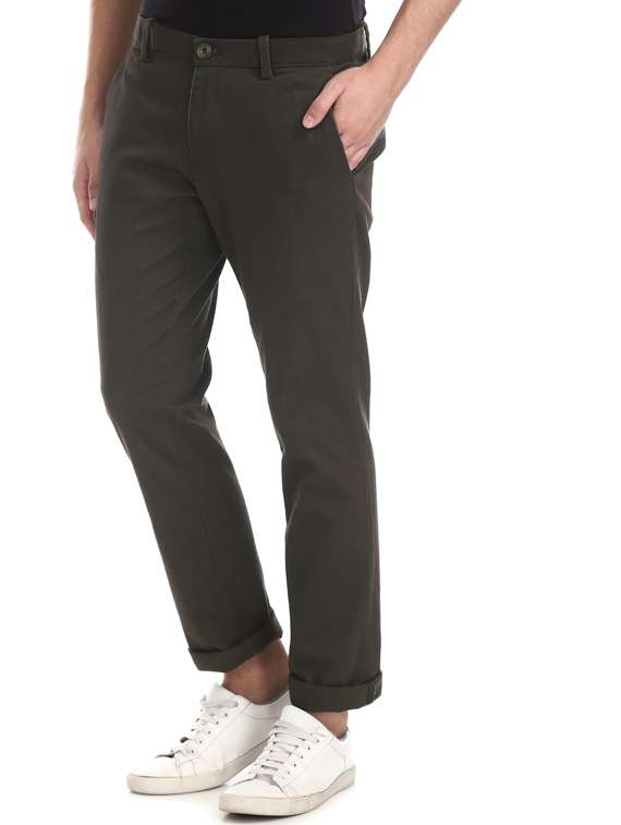 olive green solid chinos 