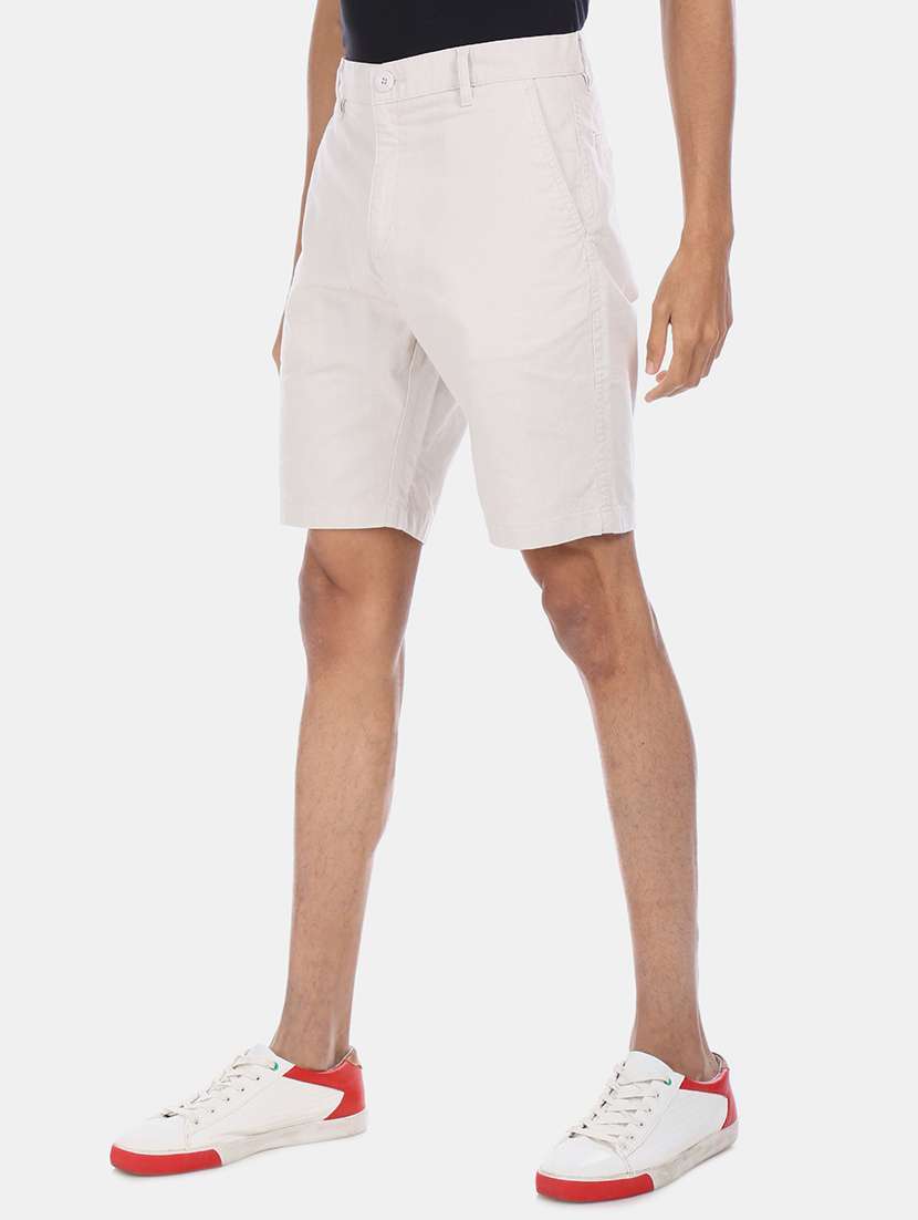white solid bermuda short