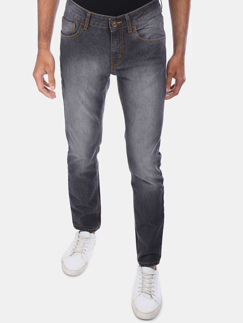 grey light washed denim jeans 