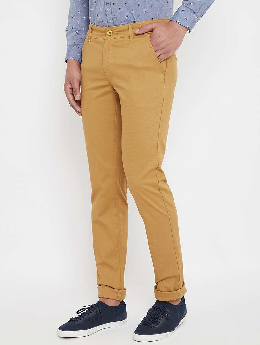 khaki textured chinos - 17578552 - Standard Image - 1