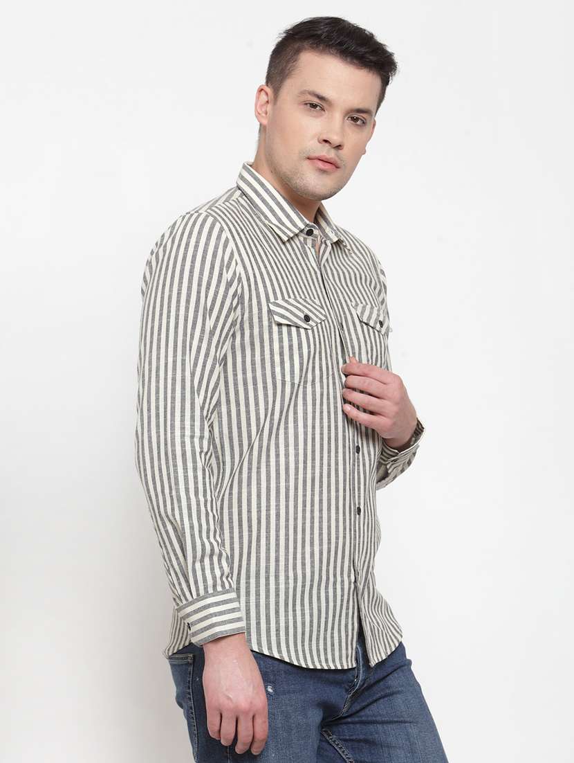 grey striped casual shirt - 17579413 -  Standard Image - 1