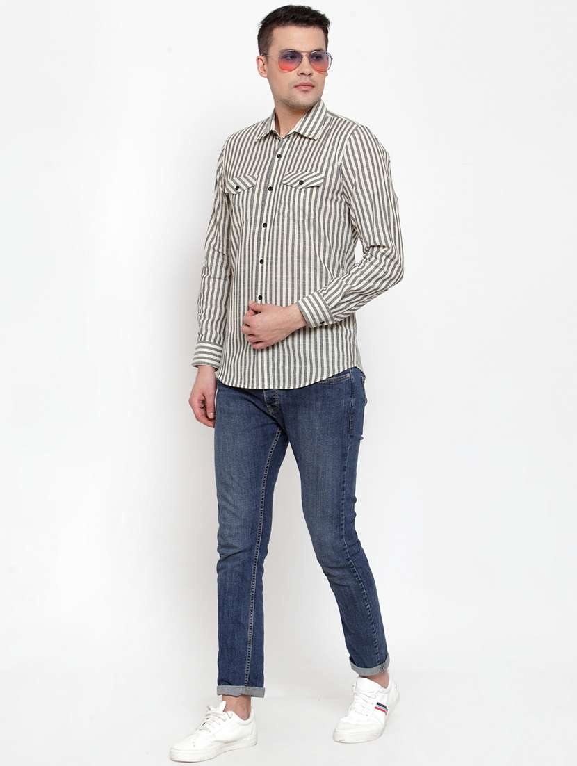 grey striped casual shirt - 17579413 -  Standard Image - 4