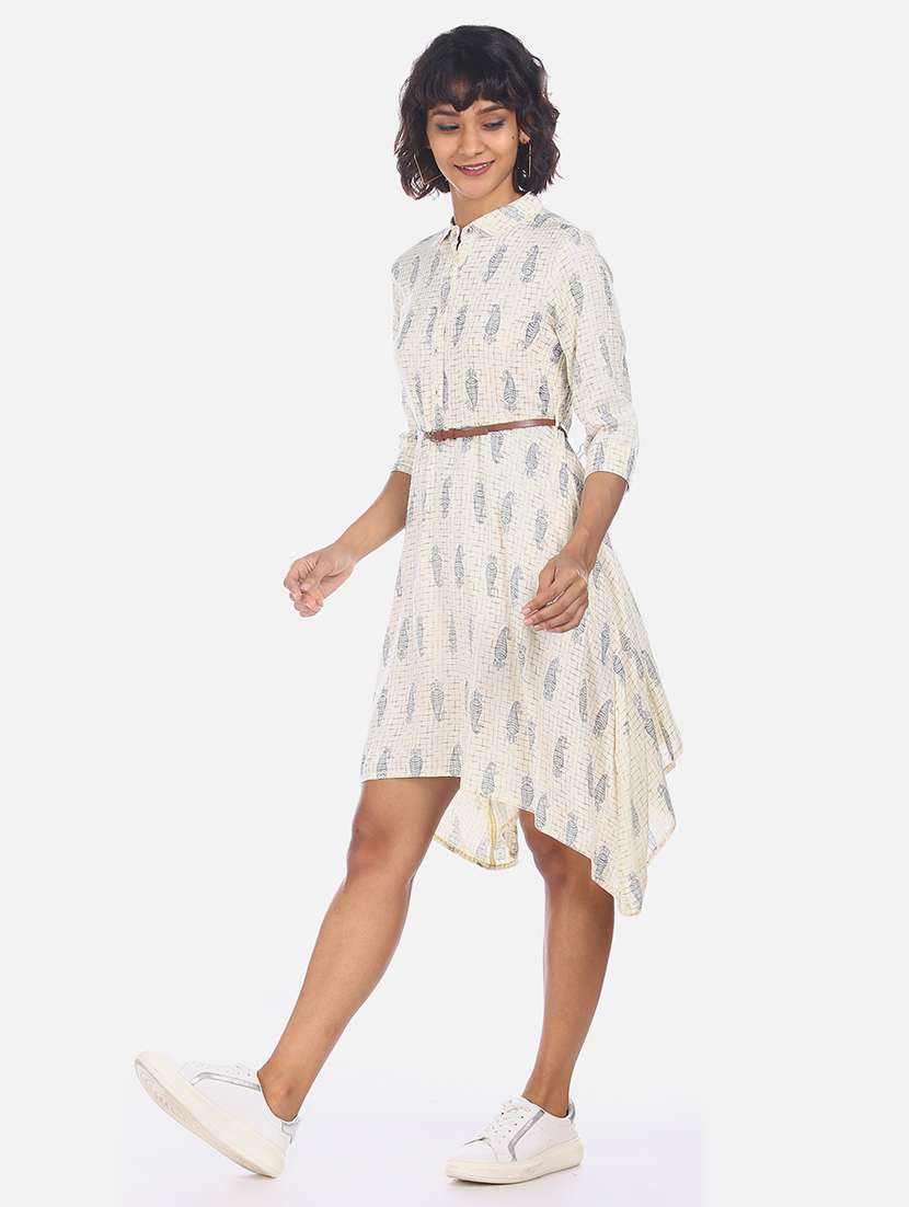 asymmetric hem paisley a-line dress