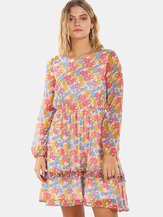 white polyester aline dress