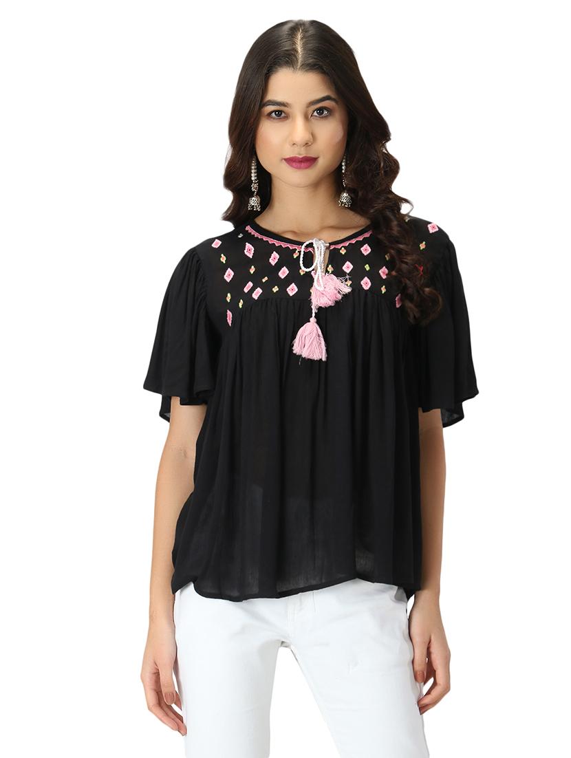 tie up neck high-low top - 17582172 - Standard Image - 1