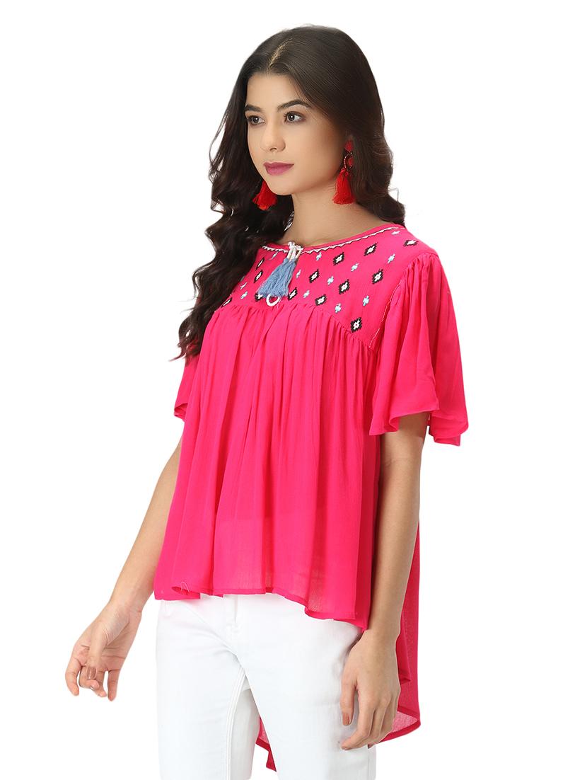 tie up neck high-low top - 17582173 - Standard Image - 1