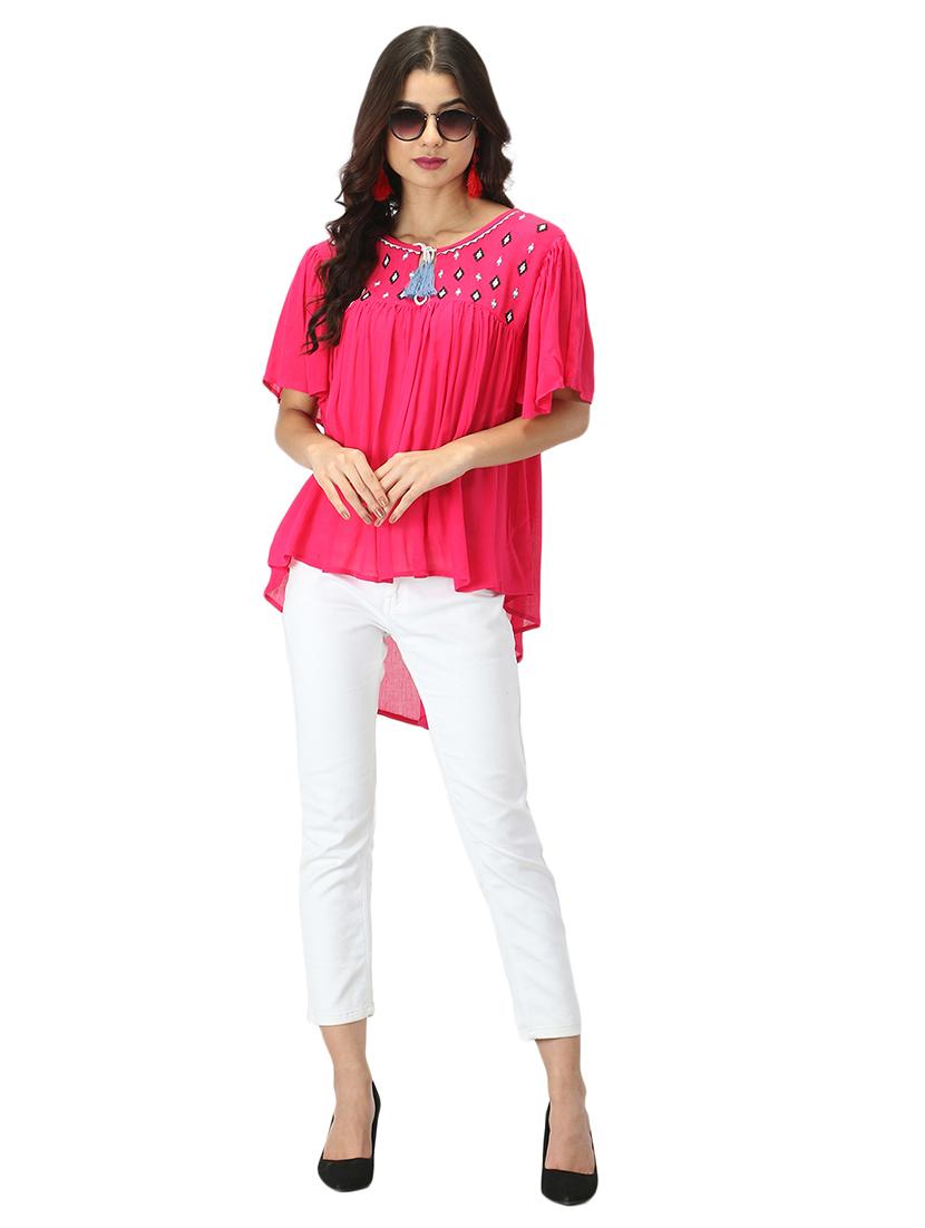 tie up neck high-low top - 17582173 - Standard Image - 4