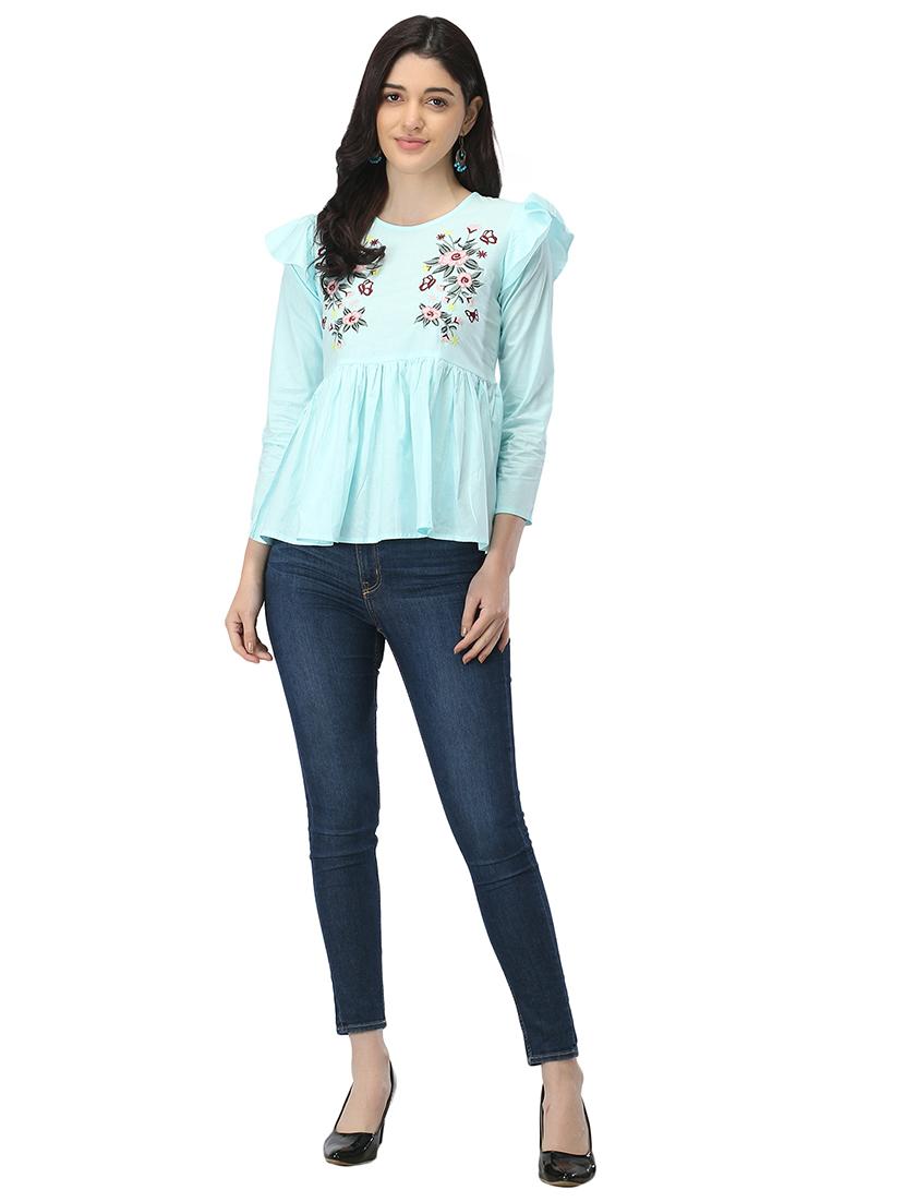 floral embroidered peplum top - 17582174 - Standard Image - 4