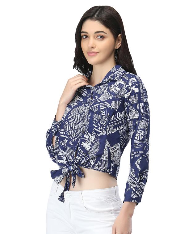 tie front graphic top  - 17582177 -  Standard Image - 1