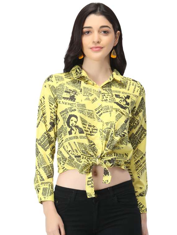 women's crop collared top