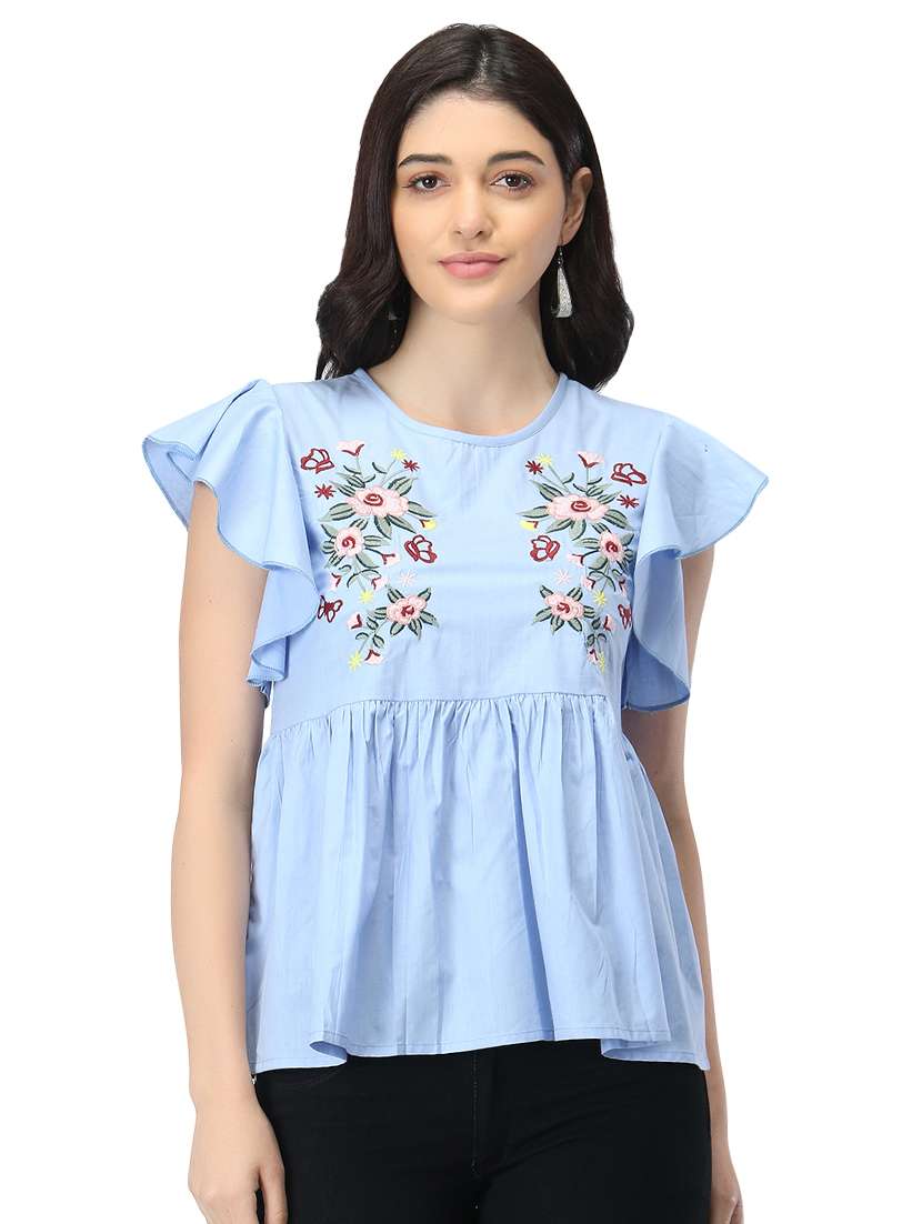 women's peplum round neck top