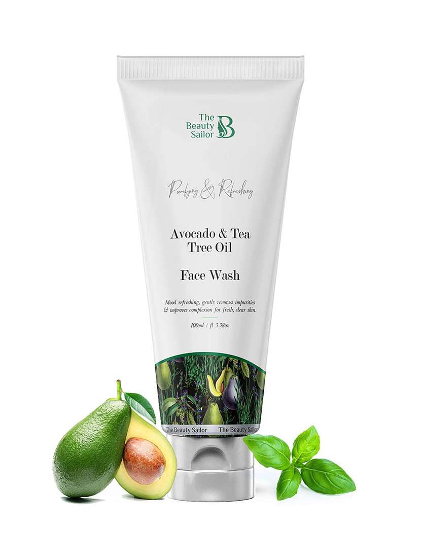 the beauty sailoravocado and tea tree oil face wash for purifying, refreshing skin & improves complexion of skin - 100 ml