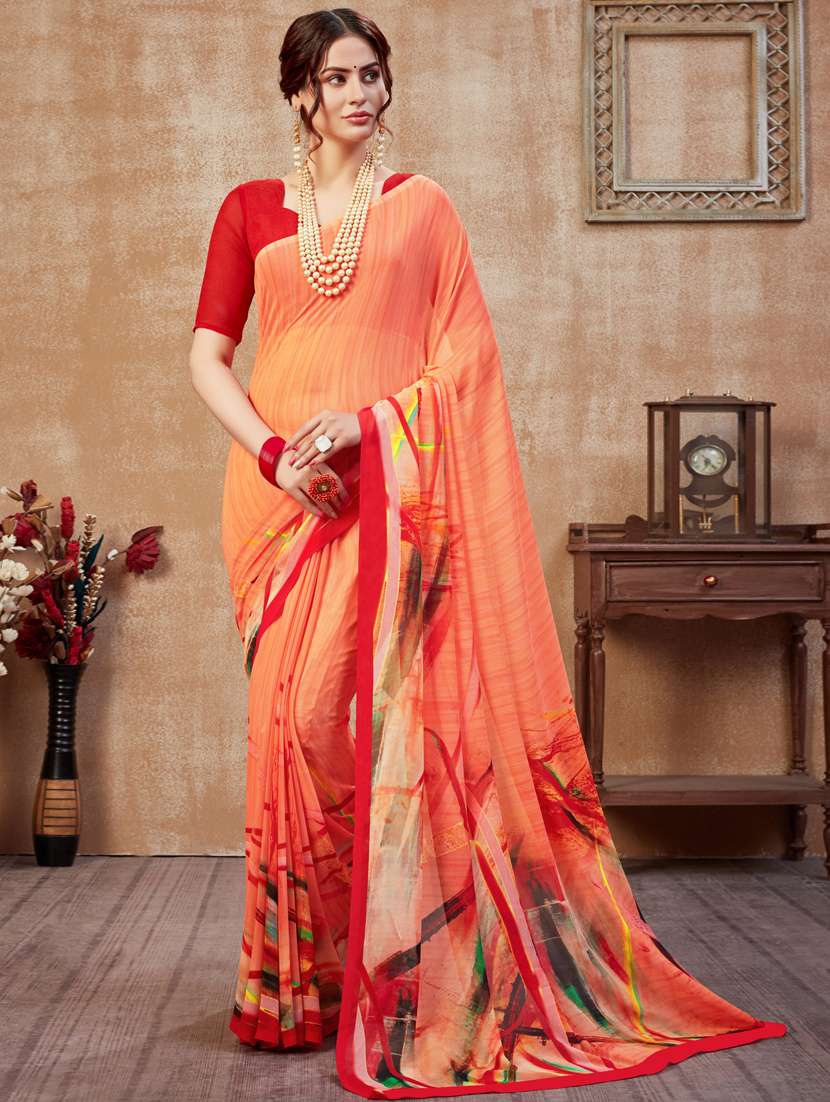 abstract printed saree with blouse